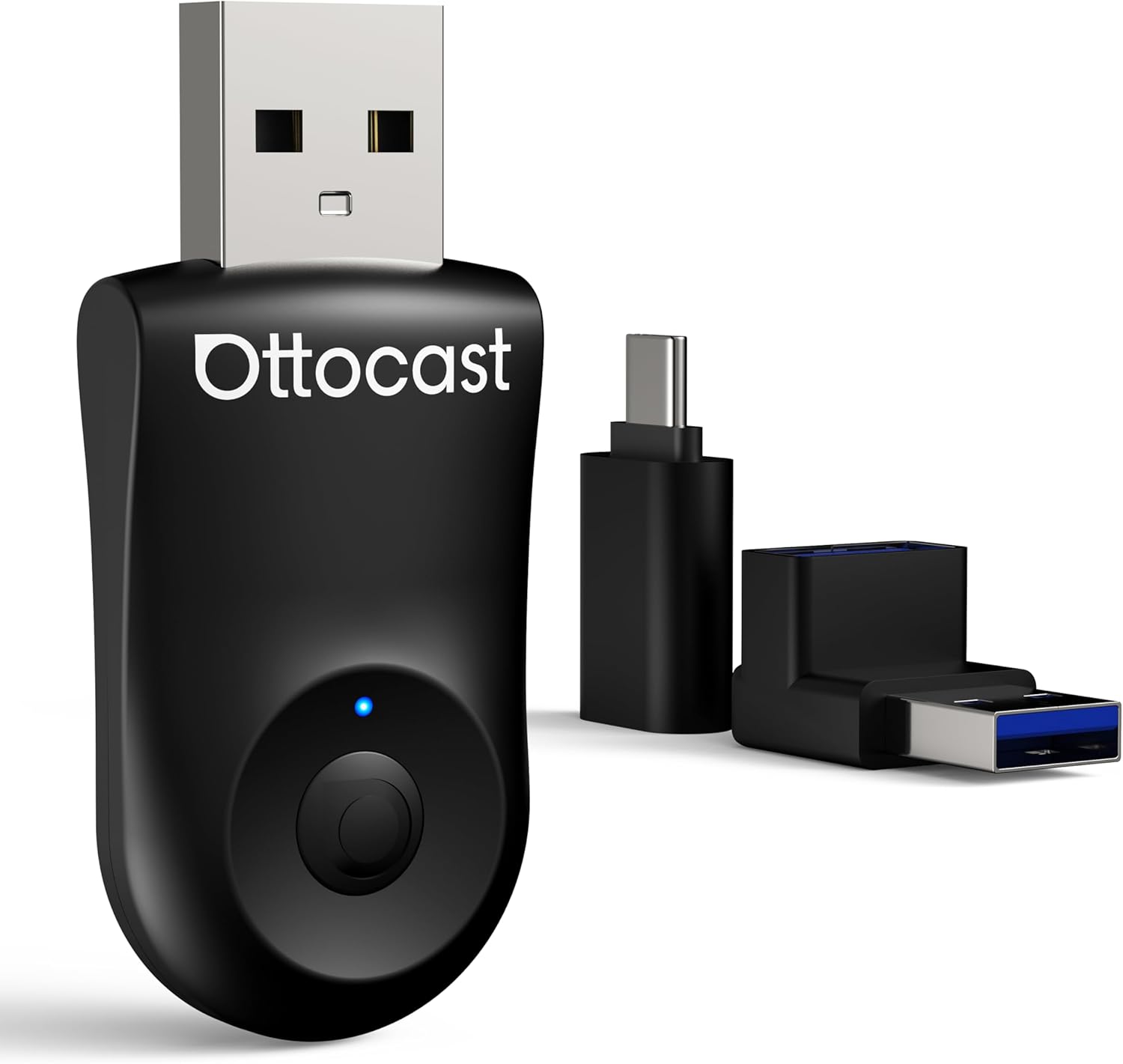 OTTOCAST Mini Wireless Carplay Adapter 2025 for Apple iPhone/Android Auto, Convert Wired to Wireless Car Play for Older Cars USB Design Plug & Play, Multi-User Seamless Connection for iOS 10+ (Black)