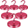LOVIMAG Cruise Essentials, 150Lbs Cruise Door Magnets, Red Magnet Hooks for Cruise Cabin Strong Magnetic Hooks for Hanging, Refrigerator, Celling -6 Pack
