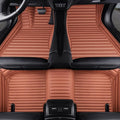 Custom All-Weather Protection Luxury Leather Floor Mats for Cars SUVs Trucks According Anti-Slip Leather Floor mats ﻿ (40,Striped Brown)