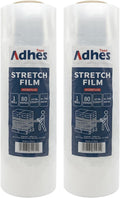 ADHES Heavy Duty Shrink Wrap Roll, 18 Inch x 1500 Feet, 2-Pack Stretch Wrap Stretch Film, 80 Gauge Industrial Strength Plastic Moving Rrap for Pallet Wrap, Furniture Wrapping Moving & Protection