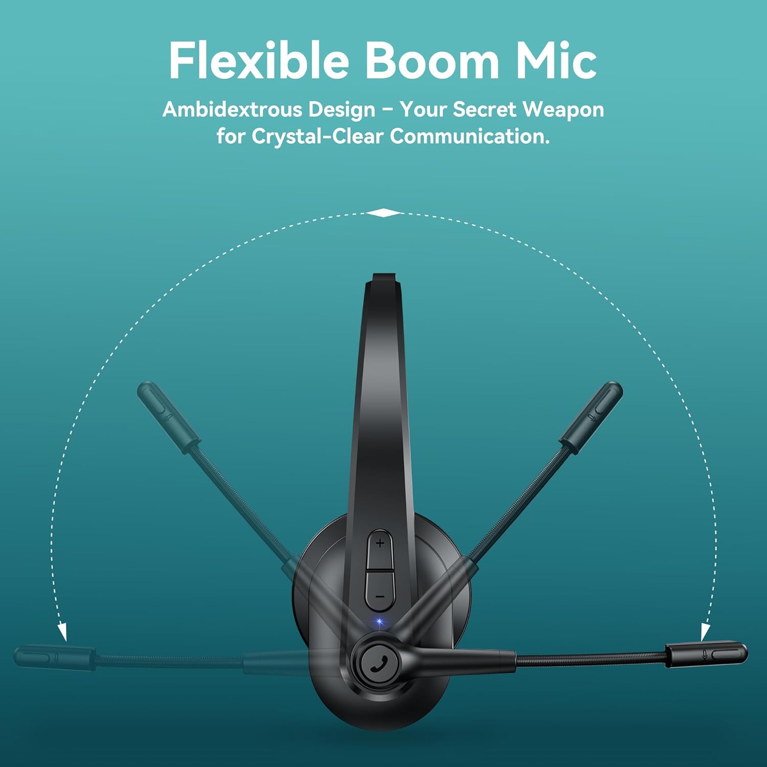 Bluetooth Headset with USB Dongle for Computer, Single-Ear Wireless Headset with Noise Cancelling Microphone for Office & Truckers, Bluetooth V5.2 with Mute Button for Work
