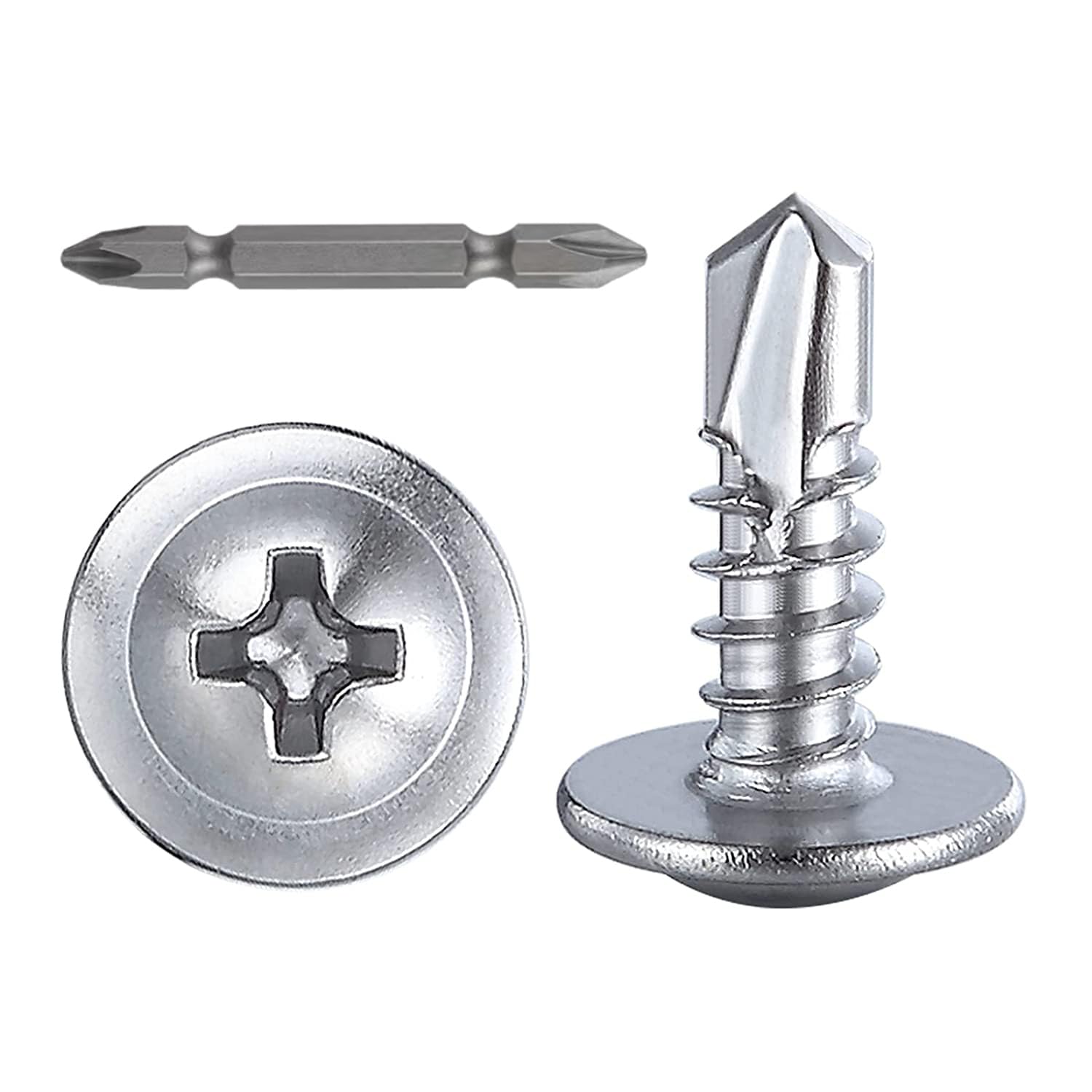 Wensilon（300pcs）#8×1/2”for Sheet Metal Self-Tapping Screws 410 Stainless Steel Truss Head High-Strength Quick Tapping Screws