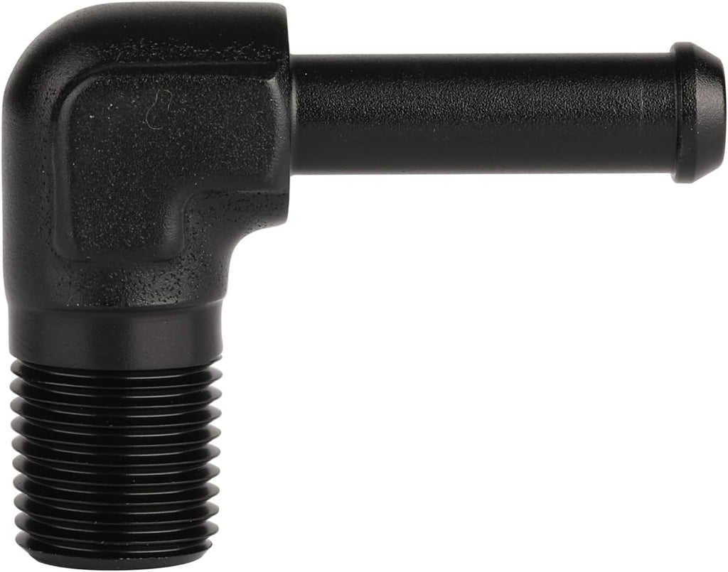 1/8 NPT Male to 1/4" Hose Barb Fitting Adapter 90 Degree Elbow Aluminum Black