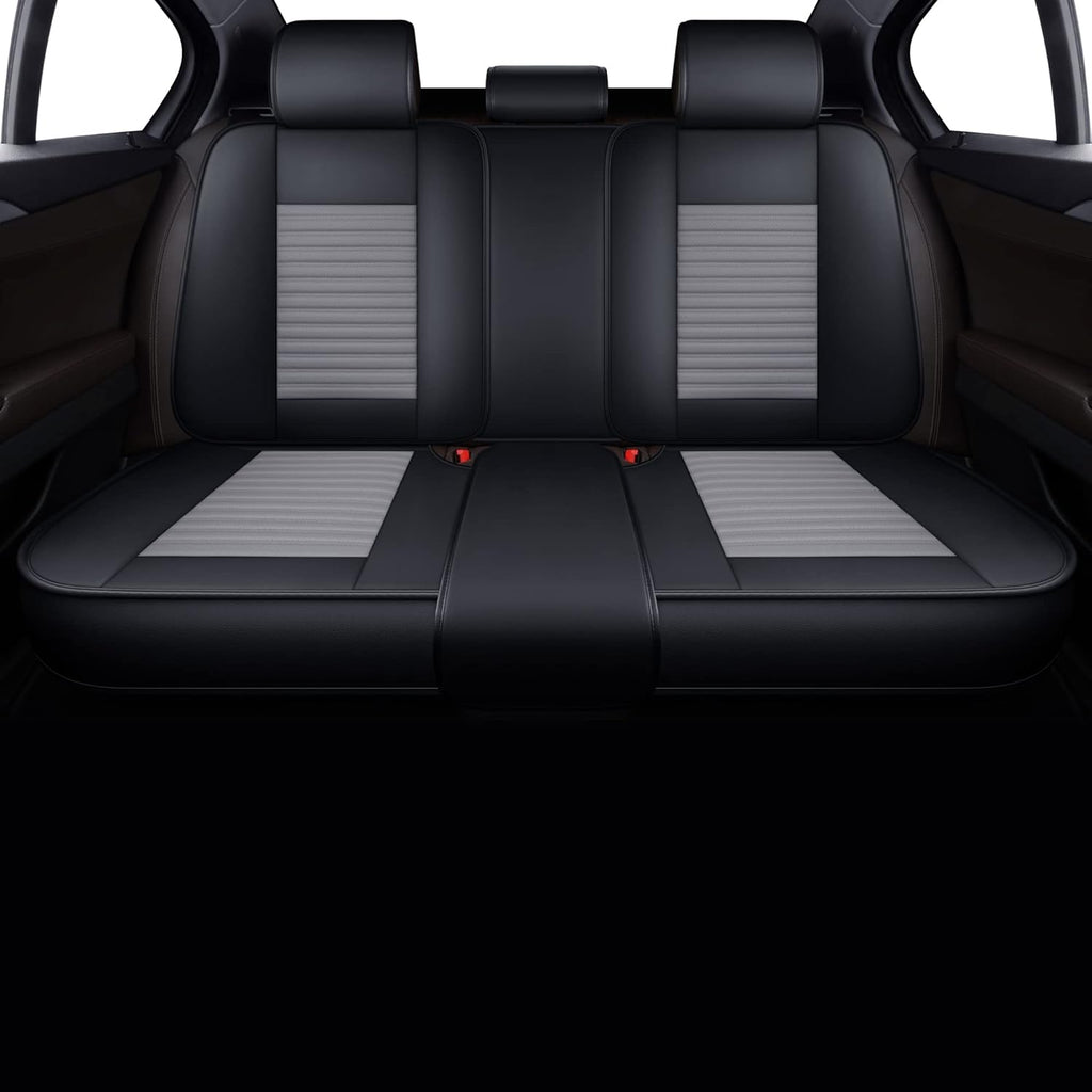 LINGVIDO Car Seat Covers, Breathable and Waterproof Faux Leather Automotive Seat Covers for Cars SUV Truck Sedan,Universal Anti-Slip Driver Seat Cover with Backrest(Rear Seat, Gray+Black)