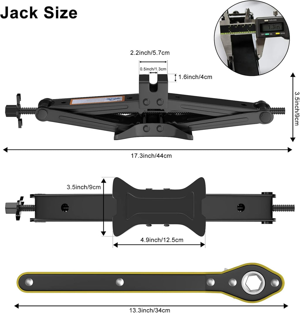 IMAYCC Scissor Lift Jack, Compact Car Jack Kit for Auto SUV, RV, MPV with Smart Ratchet Design, Heavy Duty Tire Changing Kit Lifting 2 Ton (4409 lbs) Tire Jack.