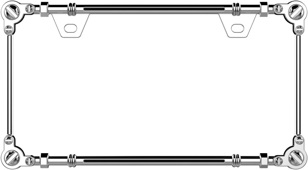 3D Chrome License Plate Frames, Pure Zinc Alloy Metal (Screw Pattern)