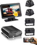 8CH Mobile DVR Monitor Camera System with WiFi Live GPS Tracking HDD MDVR Video Recorder 7" Touch Screen Monitor and 4 1080P Rear Side View Camera Waterproof Night Vision for RV Truck Trailer Tractor