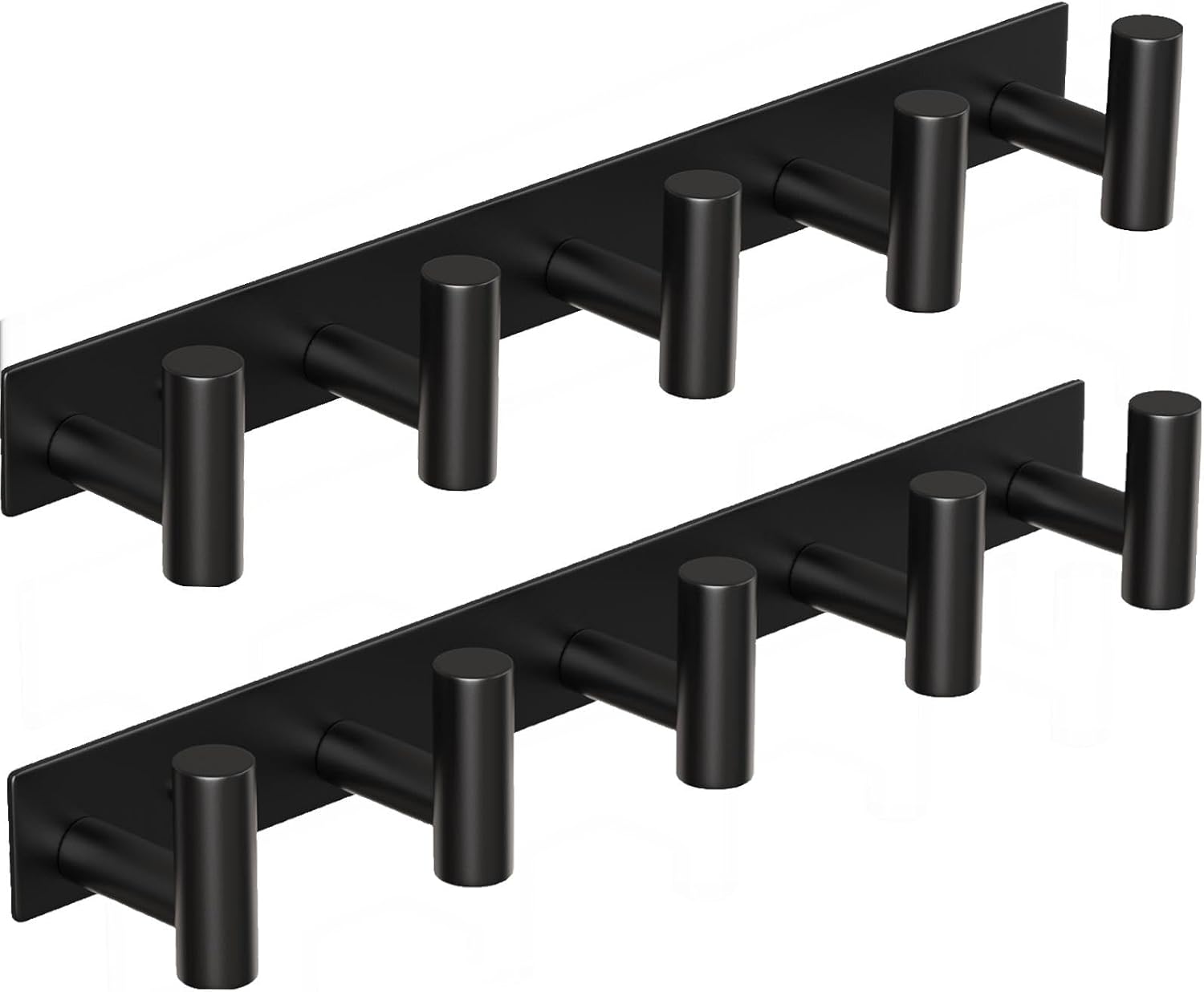 Coat Rack Wall Mounted with 5 Hooks,Metal Wall Hooks for Hanging Towel Coat Bag, Stainless Steel Coat Hooks Hat Rack Coat Hanger Towel Hooks for Entryway Bathroom Kitchen (Black, 2 Packs)