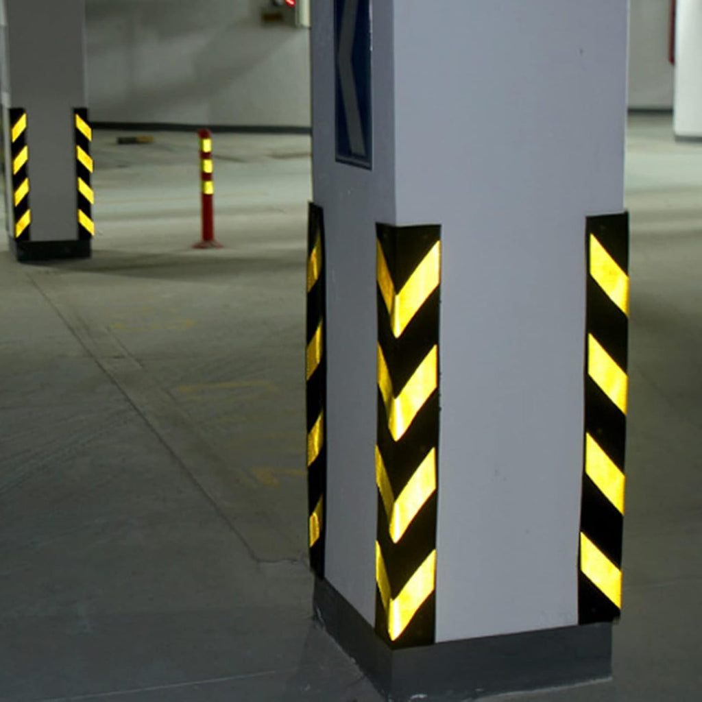 XPLKQXE Reflective Rubber Wall Corner Guard, Rubber Wall Protector Corner Protector, for Parking Protection Car Corner Guardrail Post (Color : Black+Yellow, Size : 8pcs)