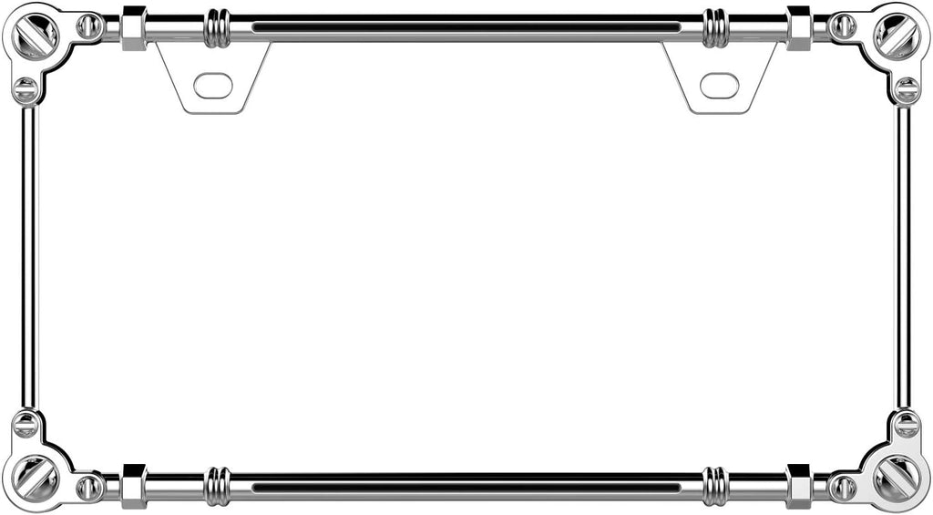 Creathome 3D Chrome License Plate Frames, Pure Zinc Alloy Metal with Screw Pattern