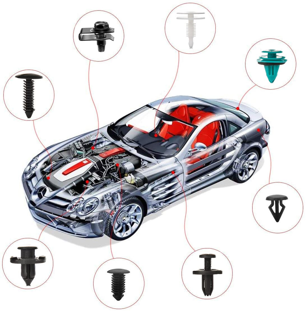 801pcs Car Push Retainer Clips with 24 Popular Push Pins for Auto Parts - Sizes - Blue Fastener Remover Tool for Toyota, GM, Ford, Honda, Acura, Chrysler