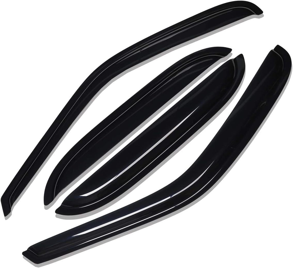 Lightronic Extra Durable Tape-on Auto Vent Window Visor, Fit 2000-2006 Chevrolet Tahoe & GMC Yukon, 2001-2006 Yukon Denali, 2002-2006 Cadillac Escalade, Original Wind Deflector Rain Guard, Smoke, 4Pcs