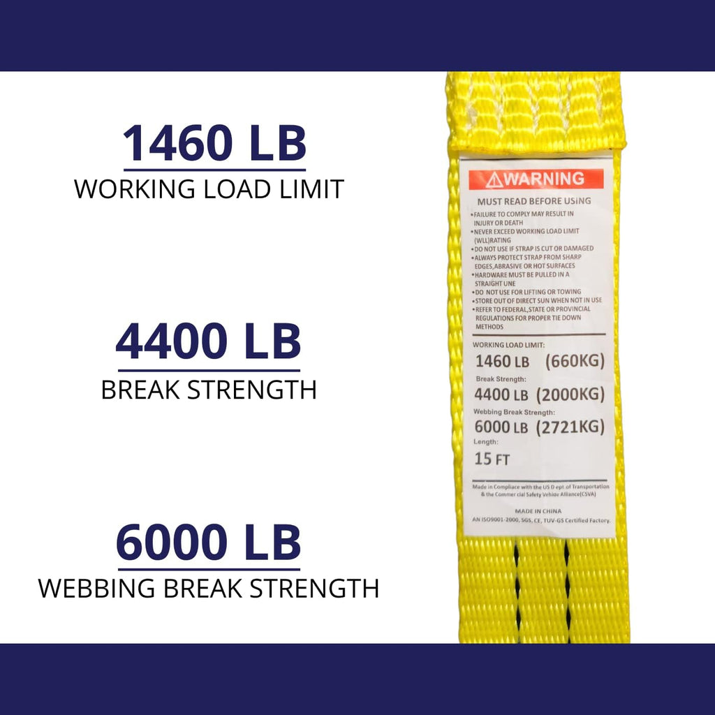10 Pack 1.5" x15' Ratchet Strap 4400LB