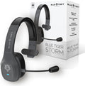 Blue Tiger Storm Gray - Premium Trucker Bluetooth Headset - Wireless Noise Canceling Mono Headset with Mic - High-Fidelity Sound, 30-Hour Talk Time, USB-C Charging - for Truck Drivers, Bluetooth 5.0