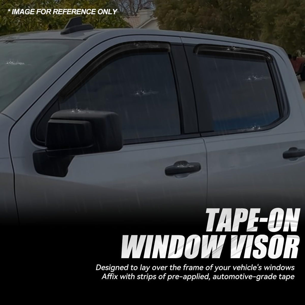 Auto Dynasty Set of 4 Carbon Fiber Pattern Window Visors Compatible with 1999-2007 Chevy Silverado GMC Sierra 1500 2500 HD 3500 Classic, Tape-On Rain Guards Shield Vent Shade Deflector Glossy Black