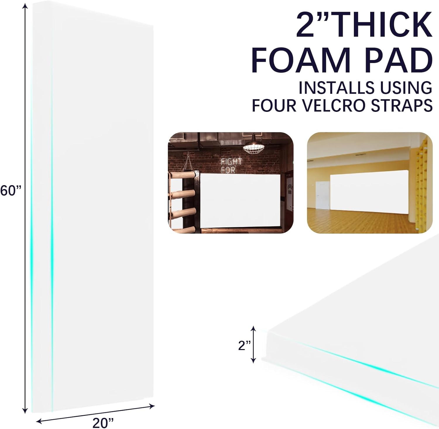 PROGOAL 60"/72" High Gym Wall Padding 2"/4" Thick Foam Basketball Court Wall Mount Protector for Garage Taekwondo Babyroom - Durable Waterproof Anti-Cushion