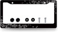 Black White Cherry Blossom License Plate Frame Butterfly Flower License Plate Holder Stainless Steel Car Accessories Decoration 6.3"X12.3" with 2 Holes Screws