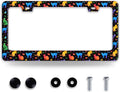 Colorful Cat License Plate Frame Cute Pet Butterfly License Plate Holder Funny Stainless Steel Accessories Cars Decor with 2 Holes and Screws Fits Standard Us Ca Vehicles 12.2 X 6 Inch