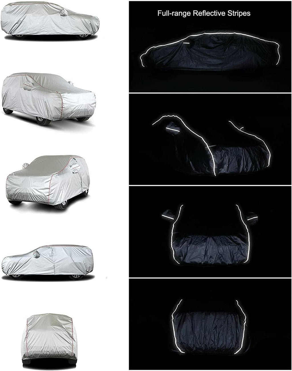 Tecoom Hard Shell Zipper Design Waterproof UV-Proof Windproof Car Cover for All Weather Indoor Outdoor Fit 216-230 Inches Full-Size SUV/Van