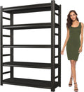 Adjustable 5-Tier Garage Shelving, Heavy Duty Steel Storage Rack, High Load Capacity, Ideal for Garage, Warehouse, or Home Organization (with Fences, 32" W*15.7" D*63" H)