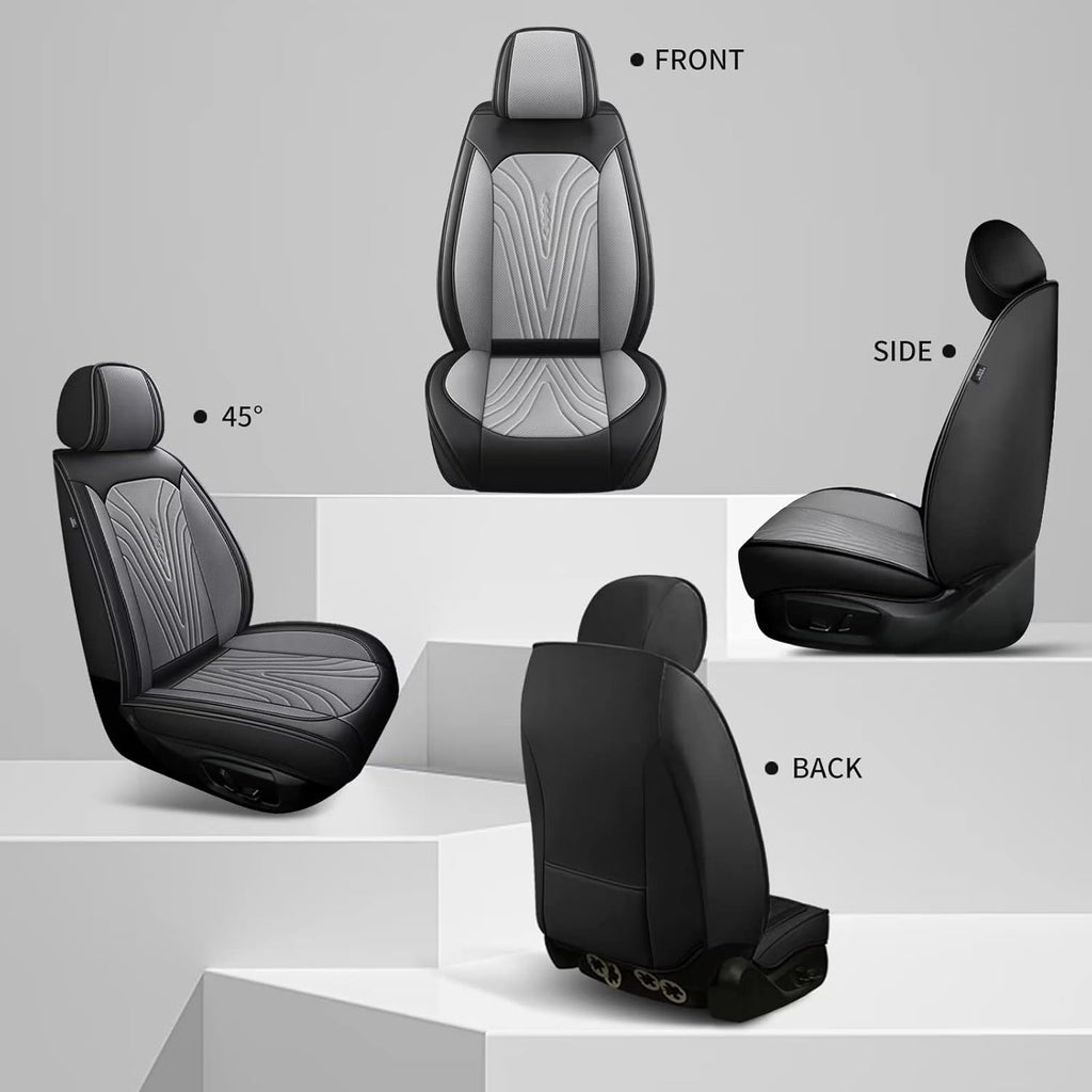 Front Seat Covers Fit for Toyota Camry 2012-2025 Faux Leather Automotive Seat Covers Breathable Waterproof Seat Cushions Compatible with Airbag (2 Seats,Black & Gray)