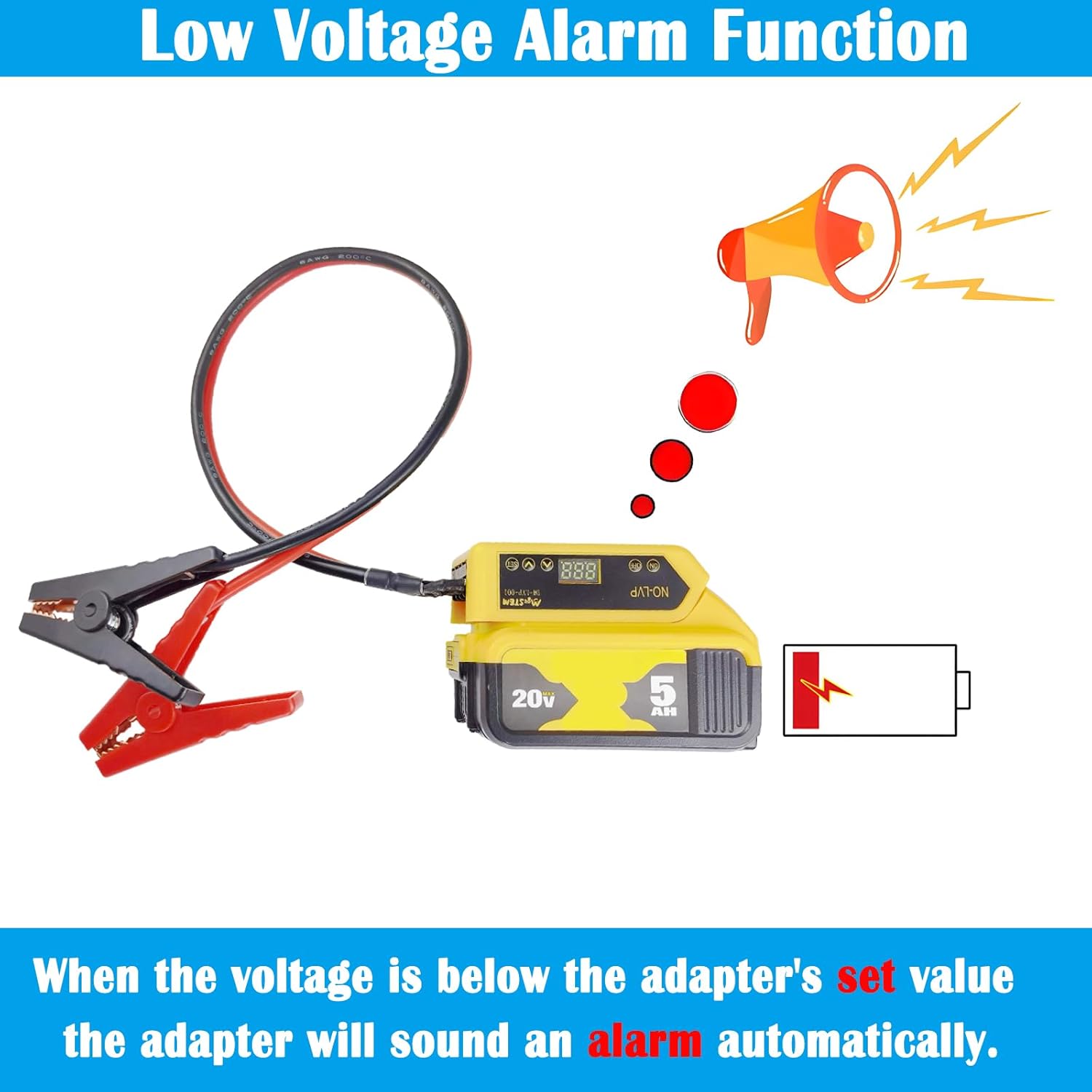 Battery Jumper Cables Compatible with De.Walt Battery Jumper Cables, Automotive Booster Cable for Car Jump Starting Using Tool 8AWG 2.02FT