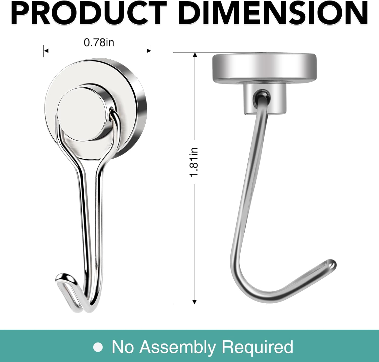 MIKEDE 12 Pack Magnetic Hooks, 40LB Heavy Duty Neodymium Magnet Hooks, Strong Magnetic Swivel Hooks for Hanging, Magnets with Hook Magnetic Metal Hanger for Fridge, Toolbox, Storage