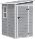 Greesum 5' x 4' Resin Weather Resistant Outdoor Storage Shed with Floor for Garden,Backyard,Pool Tool, Light Grey