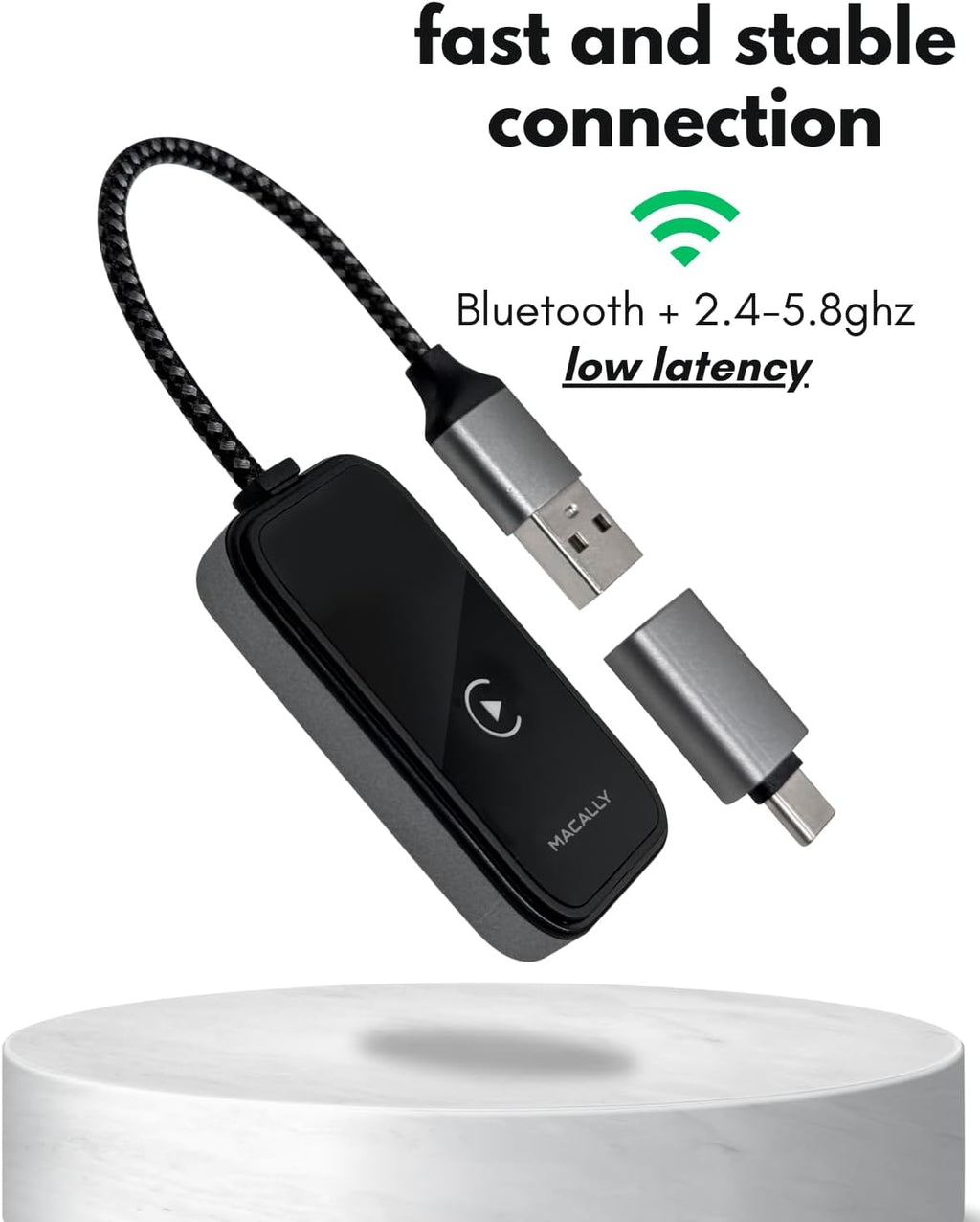 Wireless CarPlay Adapter for iPhone - Go Cordless in Seconds, Seamless, Crisp Sound, Bluetooth/WiFi - USB Apple Car Play Wireless Adapter for iPhone 6 or Newer, 2017 Cars or Newer, USB C + A