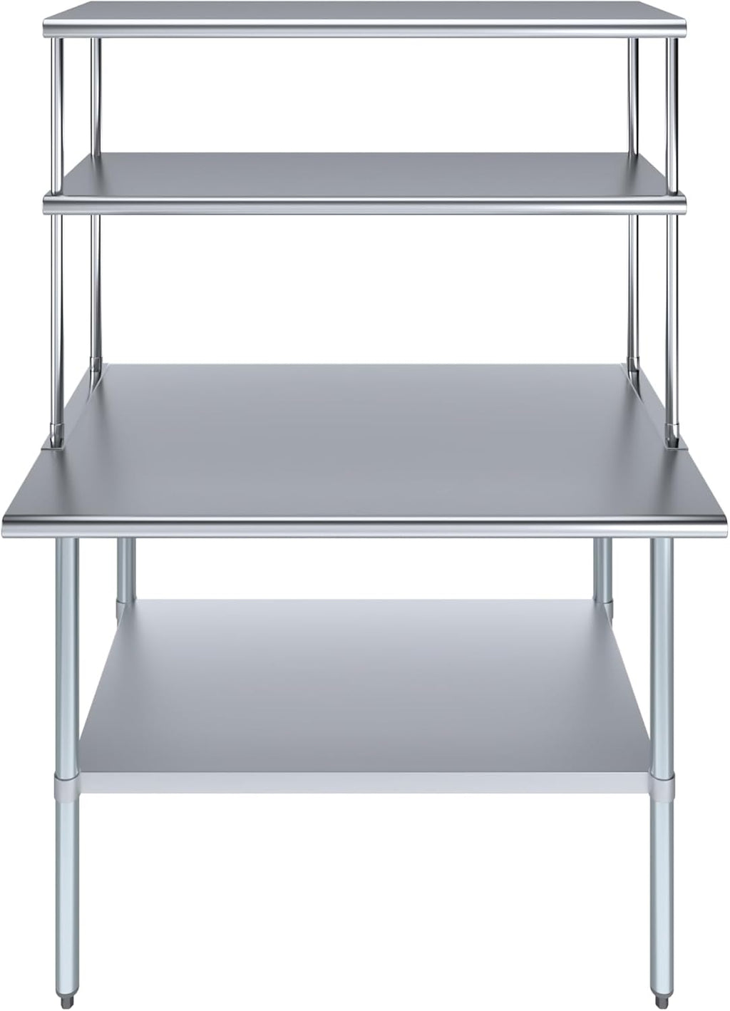 Amgood Stainless Steel Work Table Double Tier Overshelf | 30" x 48" Work Table + 18" Overshelf