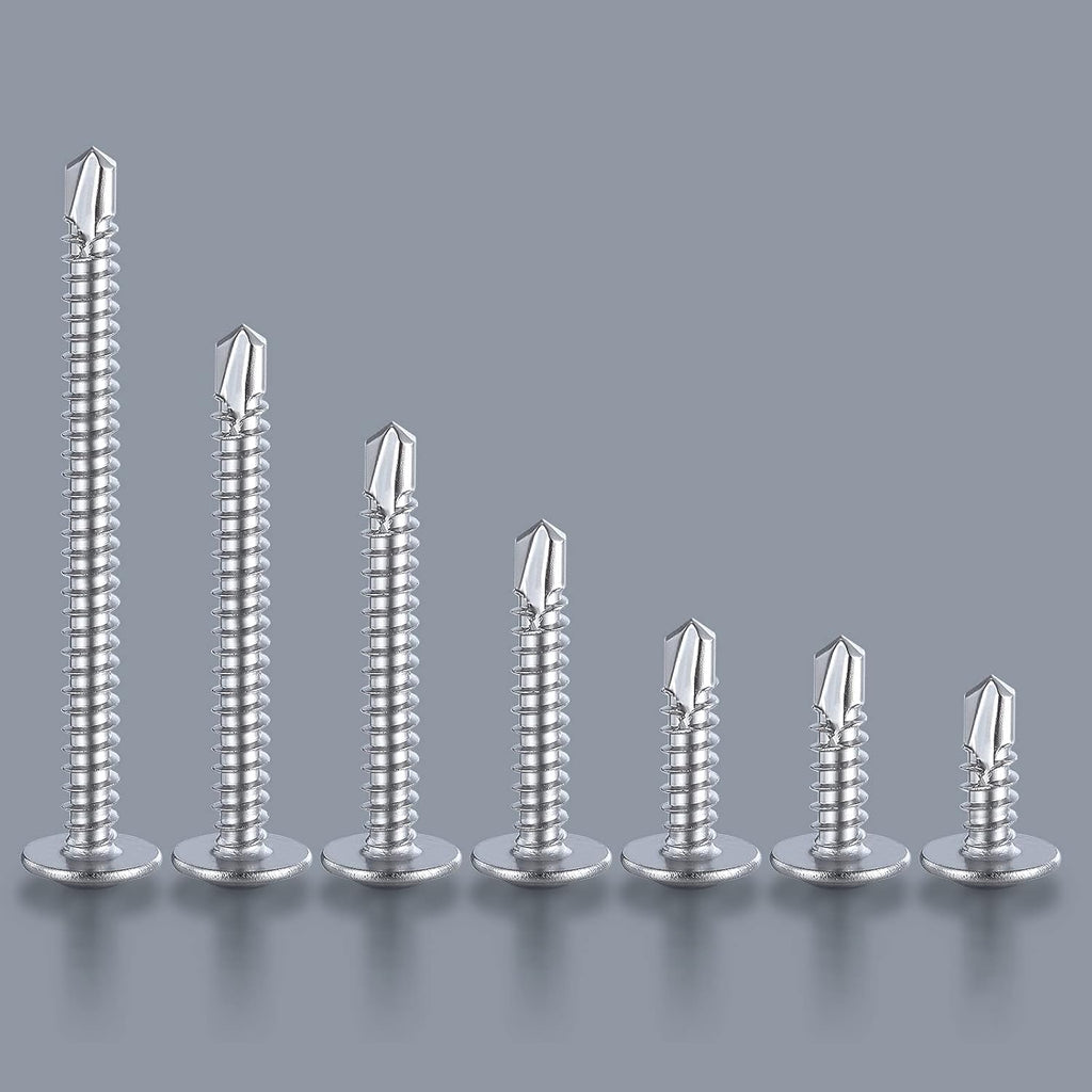 (100 pcs) Wensilon #10×2”for Sheet Metal Self-Tapping Screws 410 Stainless Steel Truss Head High-Strength Quick Tapping Screws
