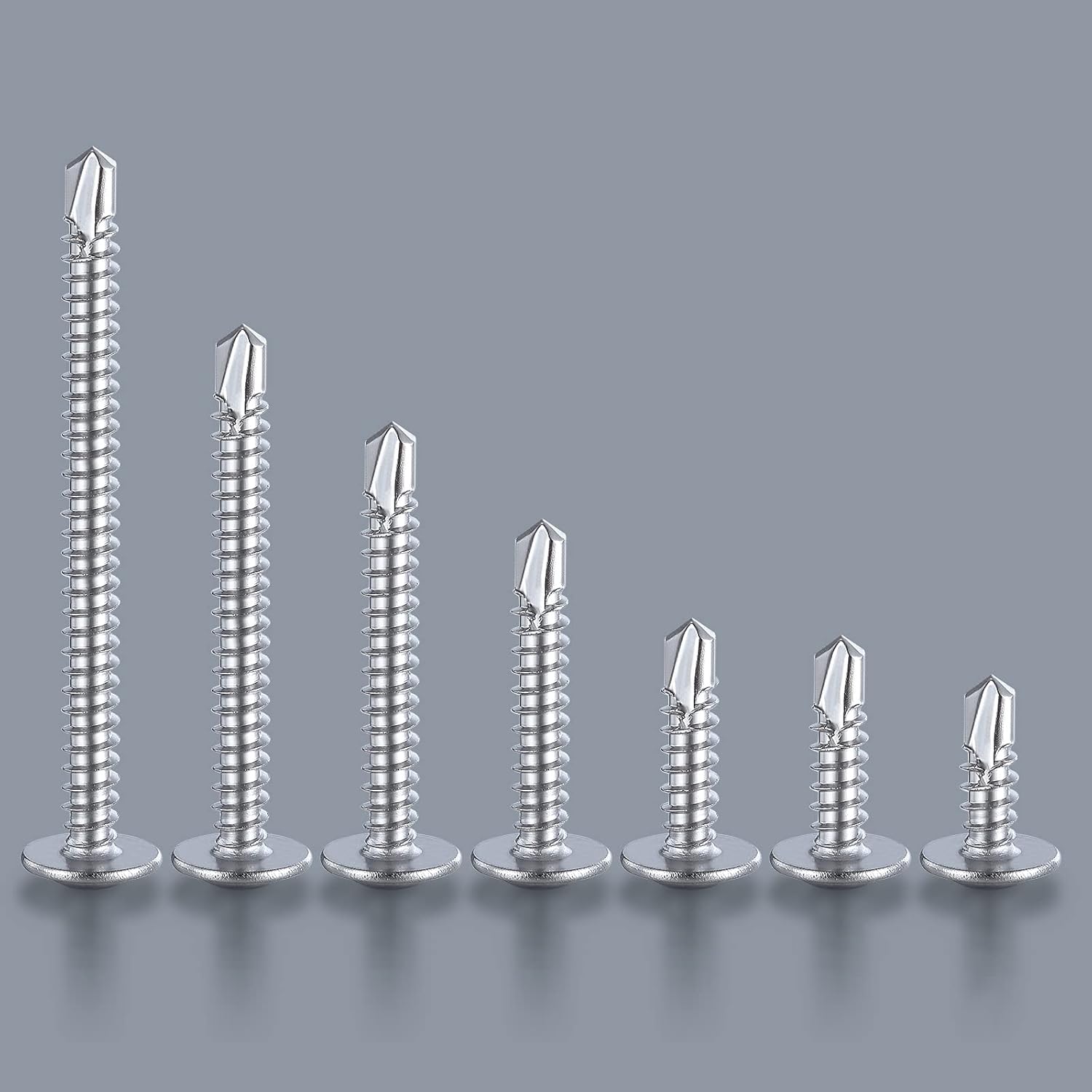 Wensilon（300pcs）#8×1/2”for Sheet Metal Self-Tapping Screws 410 Stainless Steel Truss Head High-Strength Quick Tapping Screws