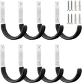 Heavy Duty Steel Garage Hooks,Garage Storage Utility Hooks,Heavy Duty Garage Garden Tool Organizer,Steel Wall Mount Hooks, Garden Hose Hanger, Small U Hooks (Black 8 Pack)