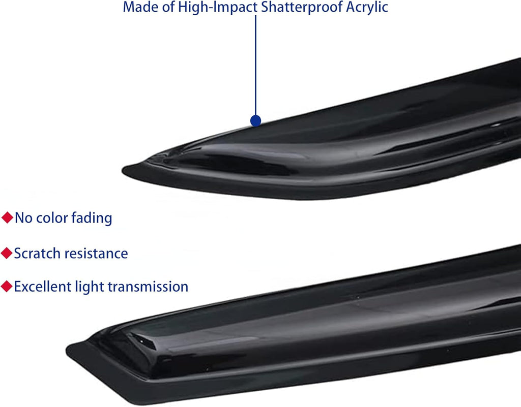 Window Visors Rain Guards fits 2008-2023 Dodge Challenger, Out-Channel Side Window Wind Deflectors Vent Shades Accessories, Dark Smoke 2 Pcs
