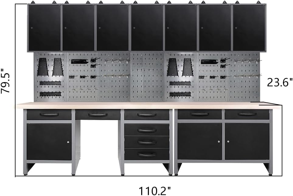 JZD Metal Storage Cabinet Organizer Set System, for Maintenance Rooms, Auto Repair Shops