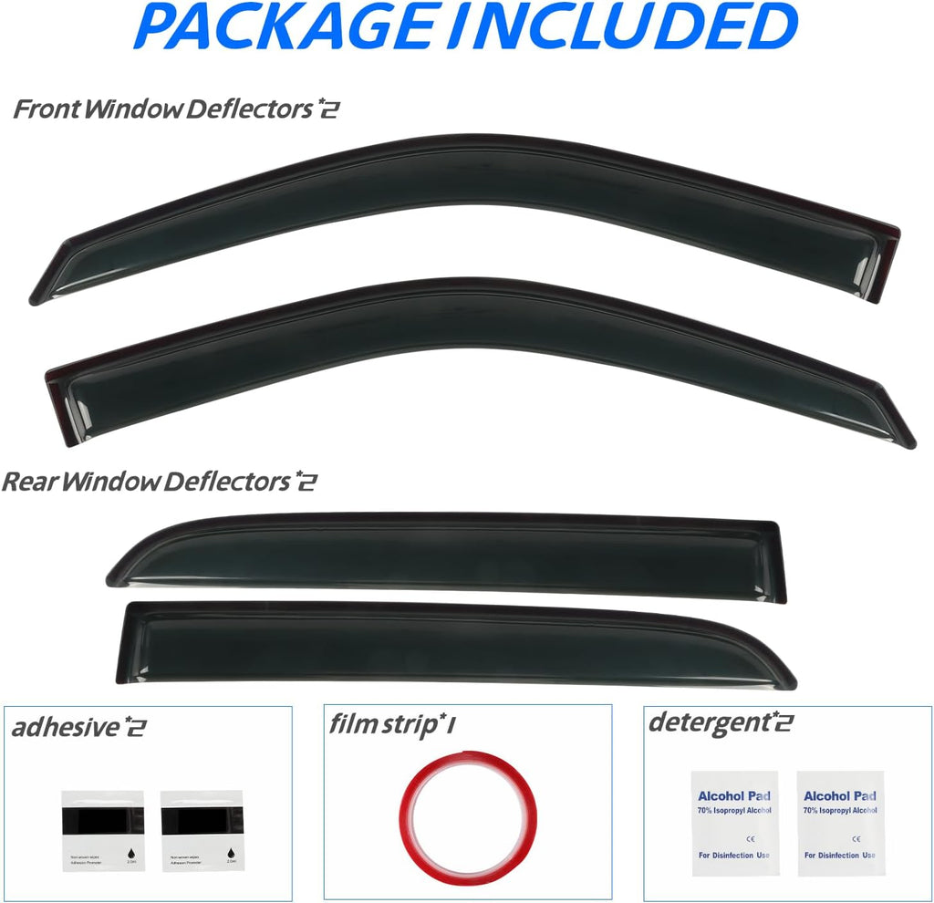 Window Visors Rain Guards Fit for 2009-2018 Dodge Ram 1500, 19-23 1500 Classic Crew Cab Only, 10-24 Ram 2500/3500 Crew Cab & Mega Cab