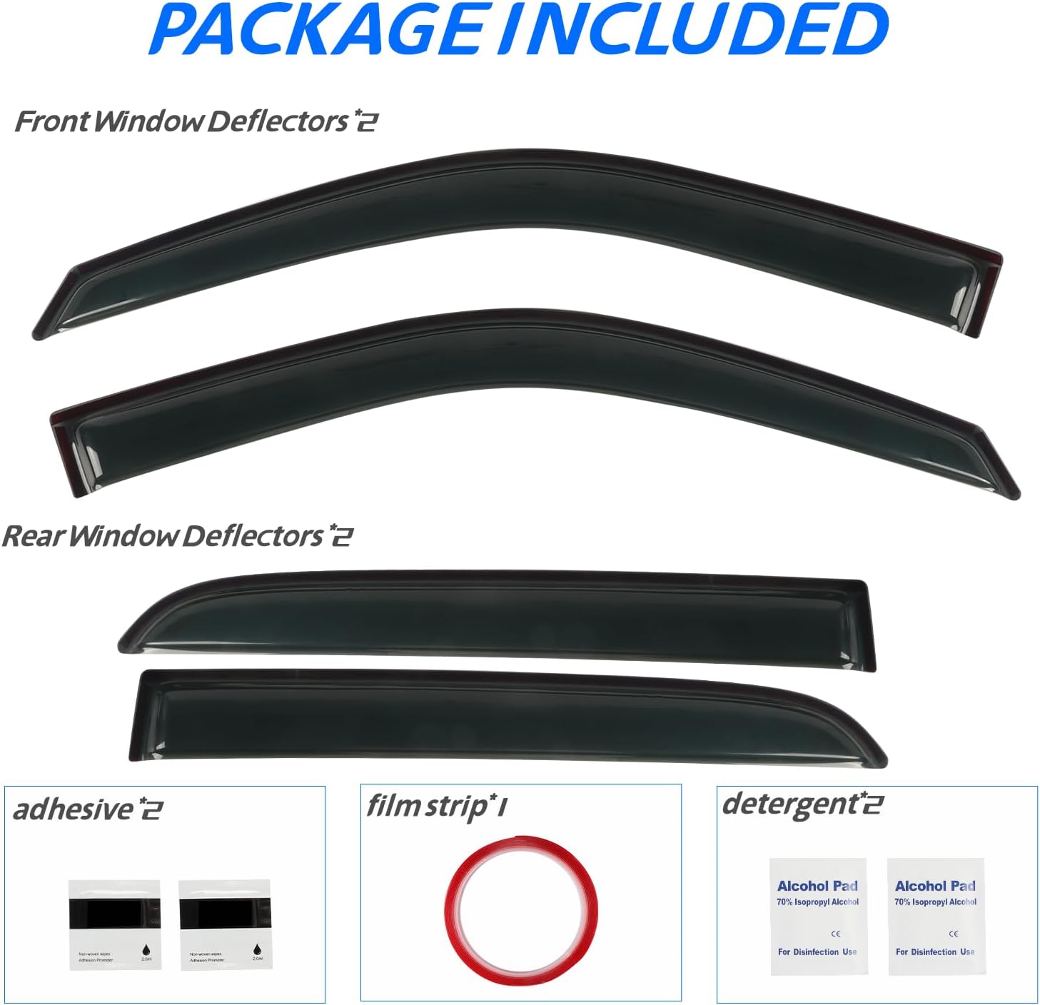 Window Visors Rain Guards Fit for 2009-2018 Dodge Ram 1500, 19-23 1500 Classic Crew Cab Only, 10-24 Ram 2500/3500 Crew Cab & Mega Cab