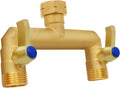Brass Garden Hose Splitter, Garden Hose Splitter 2 Way Heavy Duty, with 2 304 Stainless Steel Extension Handles, 2-Way Y-Valve 3/4” GHT Threads (Increase Flow Style)