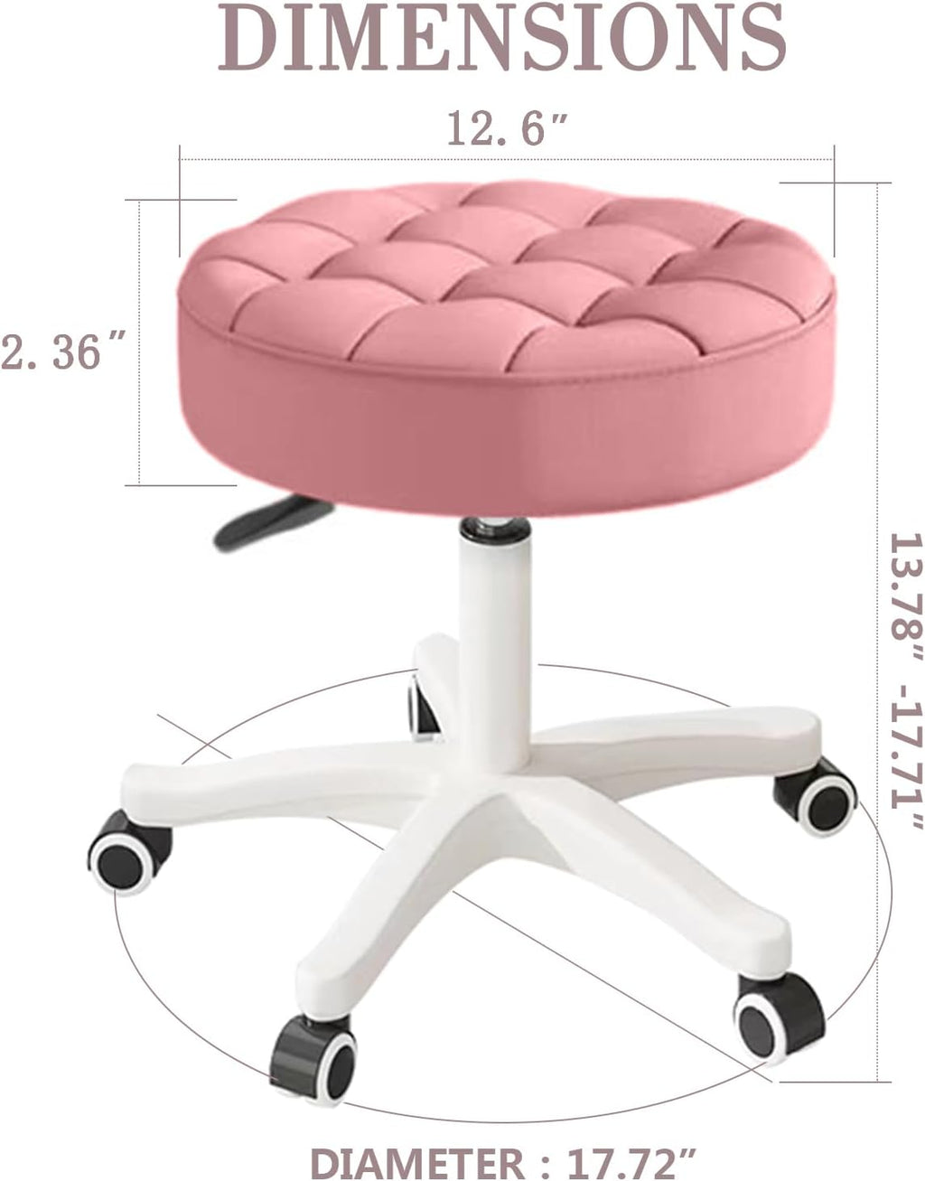 Small Chair Round Rolling Stool with Wheels PU Leather Height Adjustable Swivel Drafting Work SPA Salon Stools Home Office Chair,2 Pack