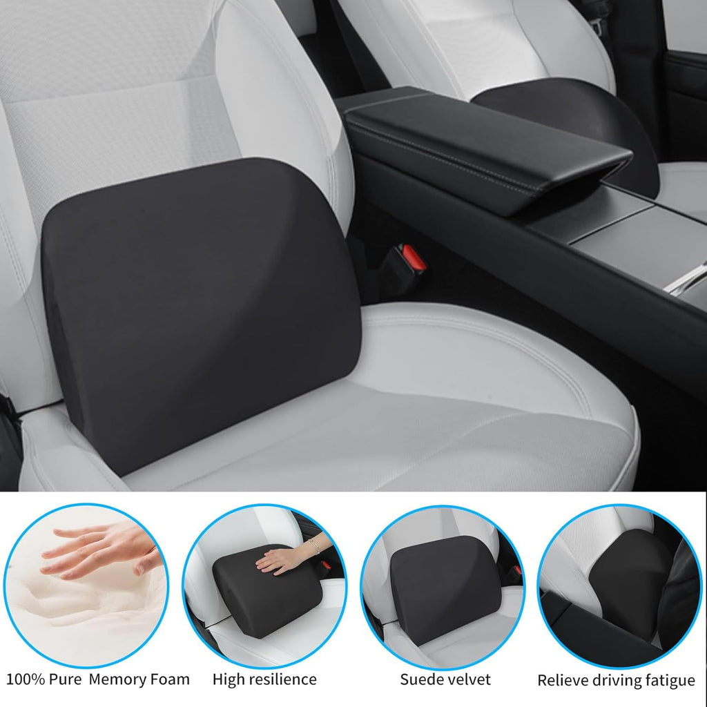Lumbar Support Pillow Ergonomic Memory Foam Lumbar Pillow for Lower Back Pain Relief - Back Cushion for Driving, Chair Support for Car, Office & Gaming Chairs (Black, 1PC)