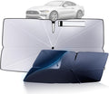 Windshield Sun Shade Umbrella for 2015-2023 Ford Mustang Accessories: Custom Fit 240T Silver, Double Thickened, Foldable Sunshade Window Sun Visor, Ultimate 99% UV Blocking for EcoBoost, GT, Mach 1