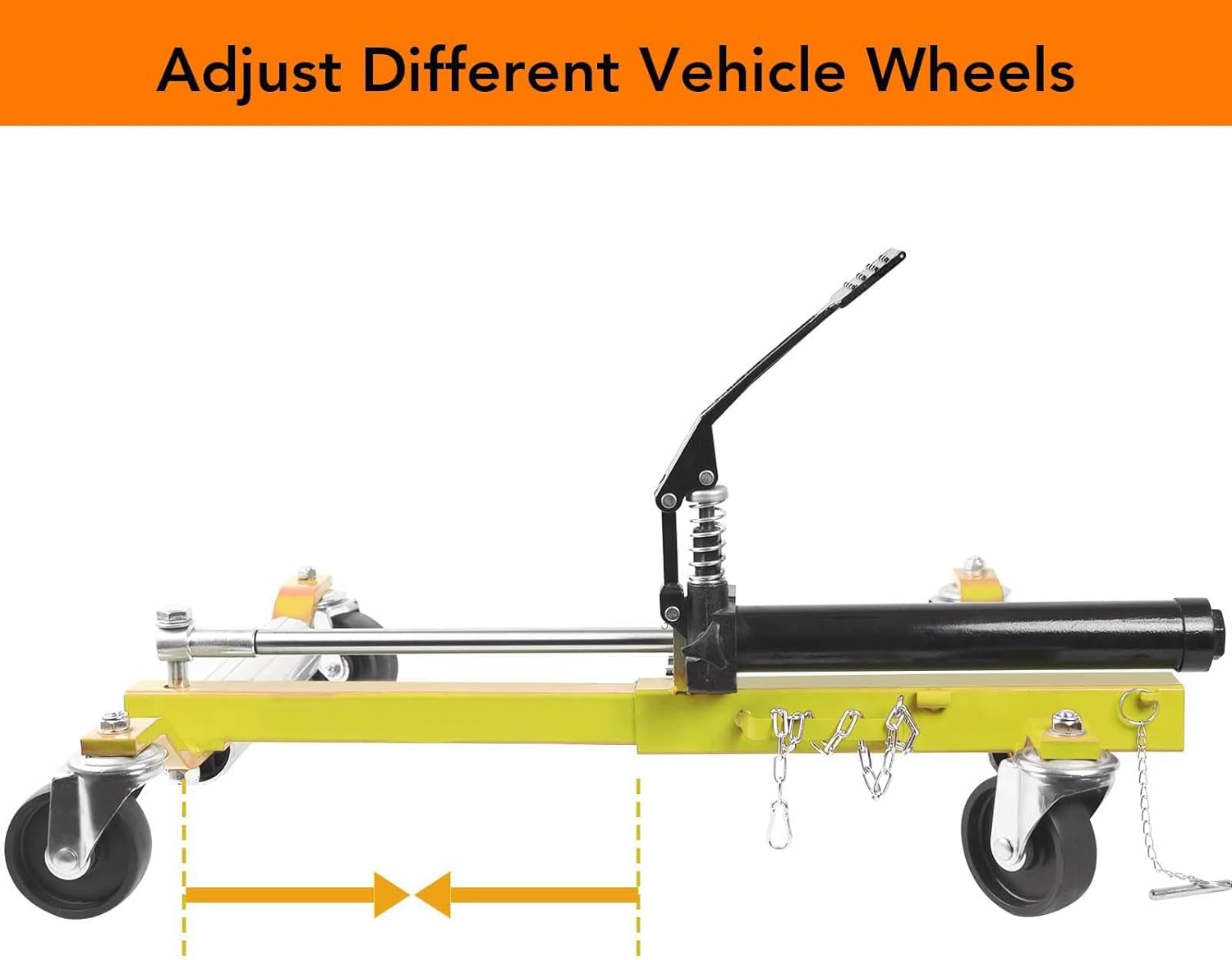 2 Pcs Car Wheel Dolly with Hydraulic Tire Jack, 1500LBS Capacity Trailer Dolly for Vehicle Positioning for Truck RV Trailer, Yellow