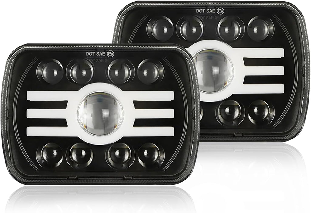 5x7 7x6 Inch LED Headlights, H6054 80W Headlights, Turn Signals, DOT Approved, High/Low Beam, DRL, Compatible with Jeep Wrangler YJ, Cherokee XJ, Chevy Express, Ford F150, Cars, Trucks, Pickups