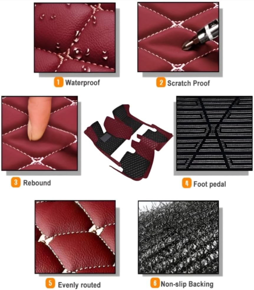 Add Personal Touch to Your Vehicle with IMEISH Customizable Logo Text Car Mats for 99% of vehiclesPads Protection Non-Slip Leather Floor Liners (Red Rice)