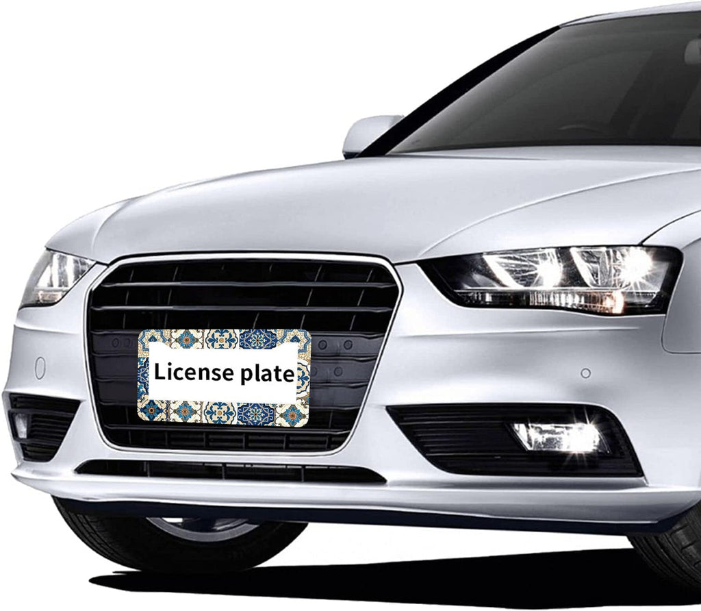 Boho Mexican Tile License Plate Frames - 2 Pcs Set 2 Holes Metal Aluminum Auto Car Accessories Decoration License Plate Frame 12.2 x 6.3 inch for Women Men Gift