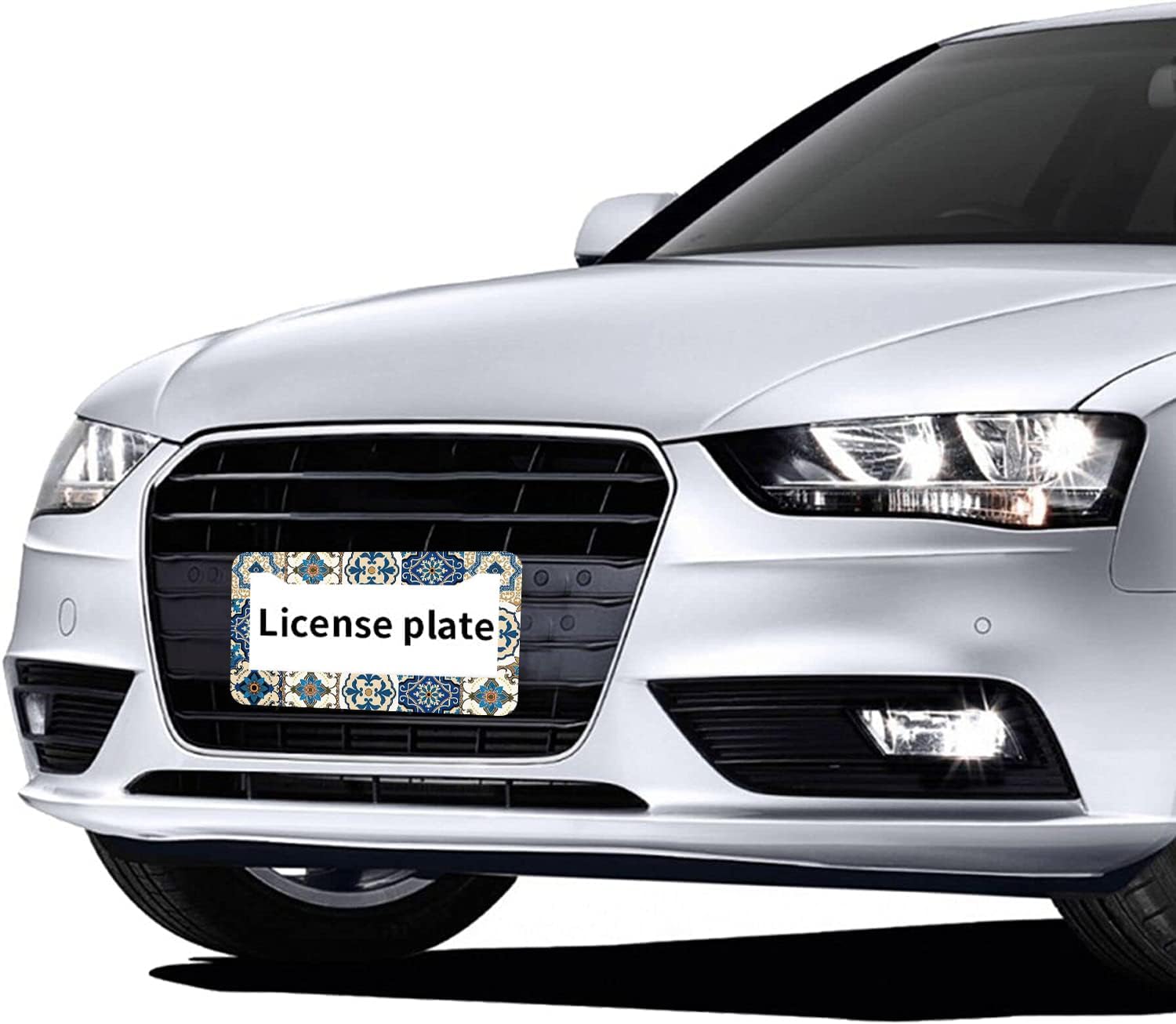 Boho Mexican Tile License Plate Frames - 2 Pcs Set 2 Holes Metal Aluminum Auto Car Accessories Decoration License Plate Frame 12.2 x 6.3 inch for Women Men Gift
