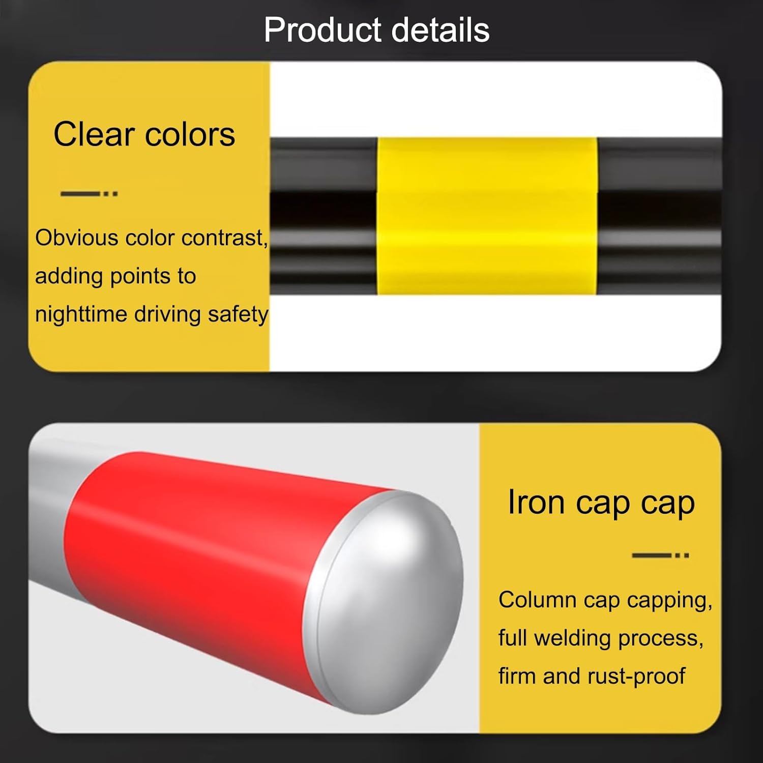Safety Bollard Post, Steel Security Post Barrier Traffic Pole, Removable Bollard with Embedment Sleeve, Safety Barrier Bollard for Driveways, for Parking Barrier, Road Safety(750mm/30in)