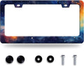 Watercolor Galaxy License Plate Frame Colorful Starry Sky License Plate Stainless Steel Funny License Plate Holder Men Women Galaxy Car Accessory Decoration 12.3" x 6.3"