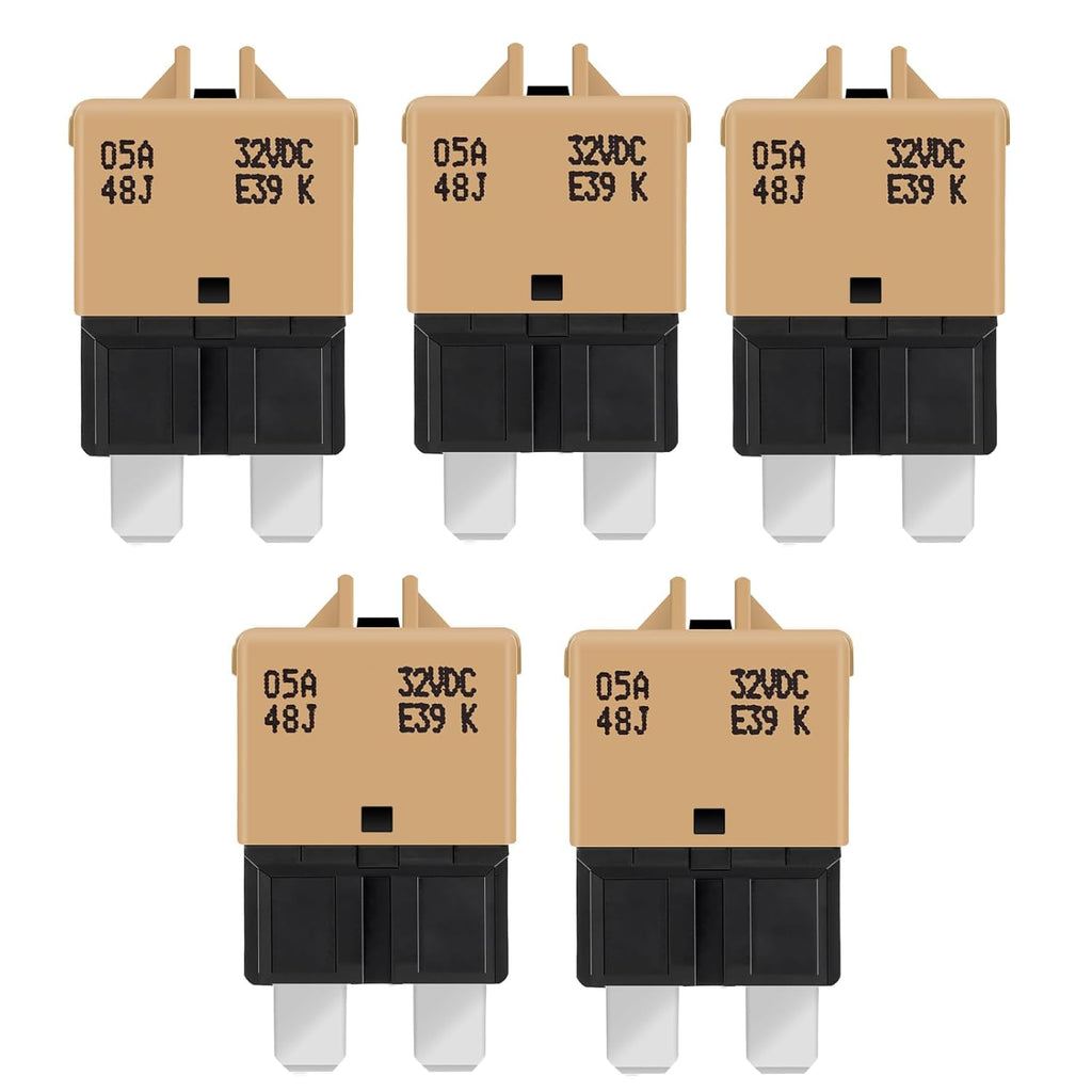 GLOSO Circuit Breaker E39 (T3) Manual Reset Fuse For Car Truck RV Automotive Marine Boat Trolling motor & Custom Wiring Audio battery protection/Low Profile ATC/ATO (5A - 5 Pack)