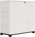 ZZM Indoor/Outdoor Storage Cabinet Waterproof, 34"x15"x34" Plastic Outdoor Storage Box for Garden Balcony Bathroom, All Weather Outdoor Storage Clearance, DIY Usage, with No Shelf (White)